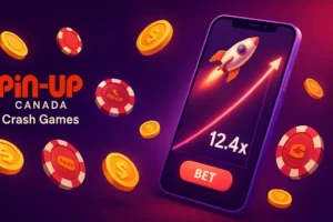 Pin-Up Canada Crash Games – rocket rising on smartphone